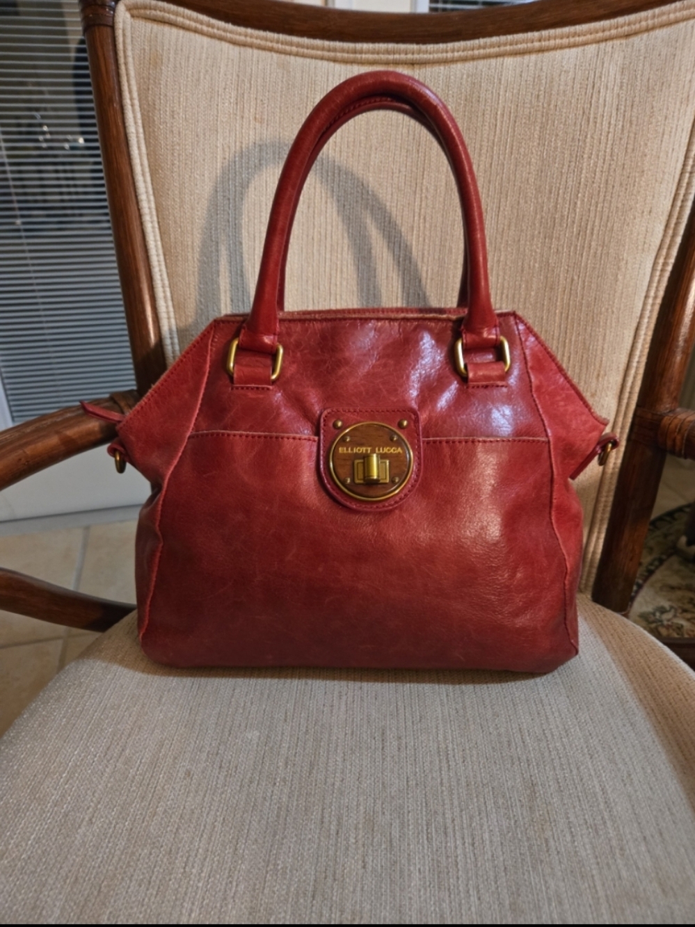 Elliott Lucca Burgundy Leather Top-Handle Satchel
